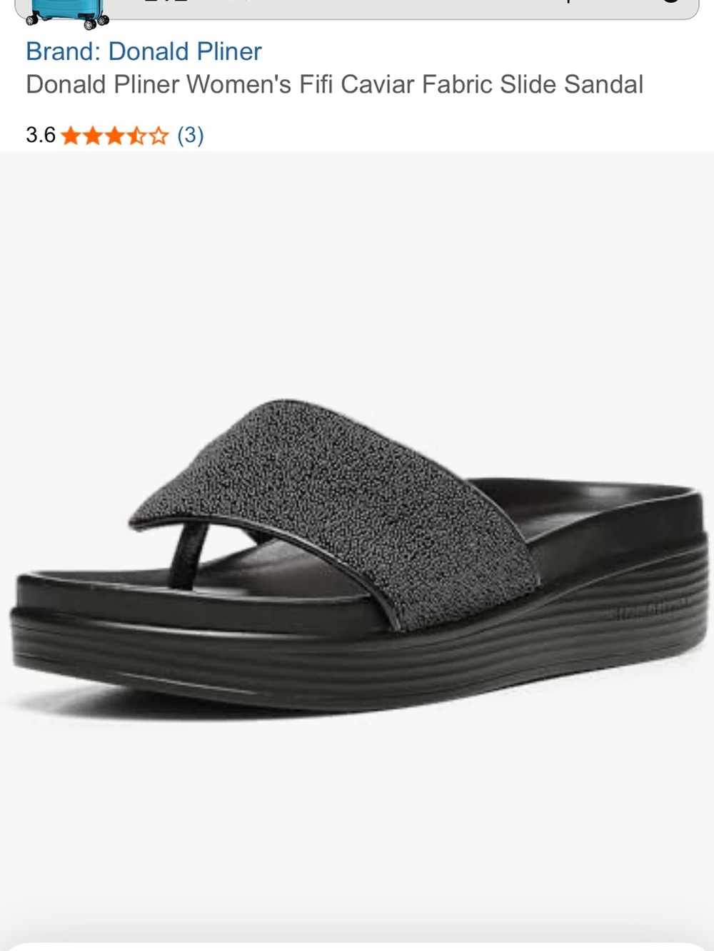 Donald J. Pliner fefe caviar black Platform cloth/leather slide size 9